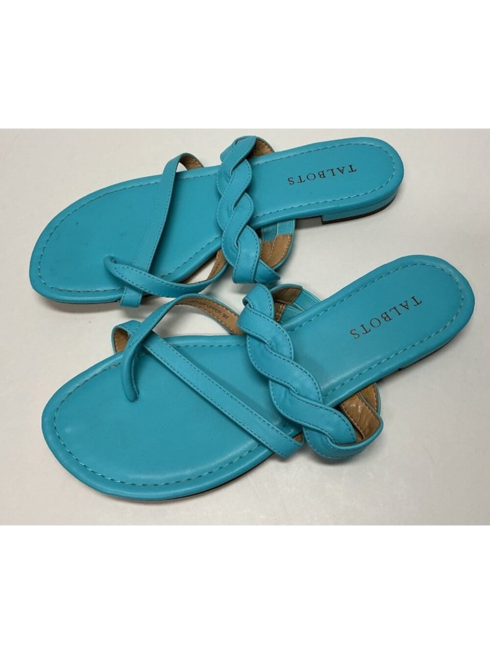 Talbots Gia Twist Leather Sandals Turquoise Women’s Size 9M Flats